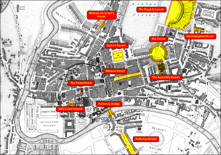 Donne: A New and Correct Plan of the City of Bath (1810)